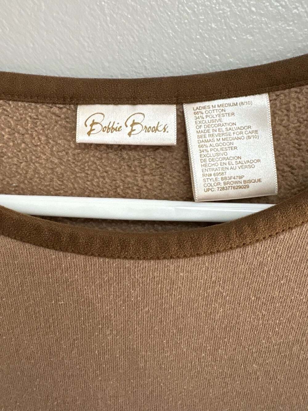 Bobbie Brooks Brown Bisque Fall Leaf Patchwork Sweatshirt Size M (8/10) - Picture 2 of 5